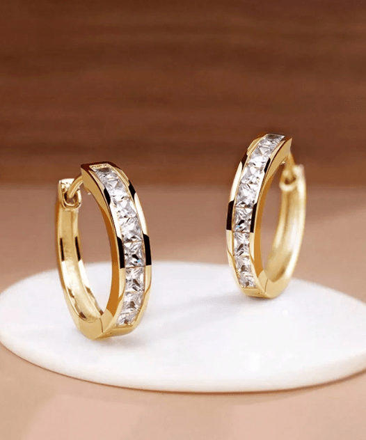Shein 1 par de preciosos pendientes de aro con circonitas cúbicas - Quierox - Tienda Online