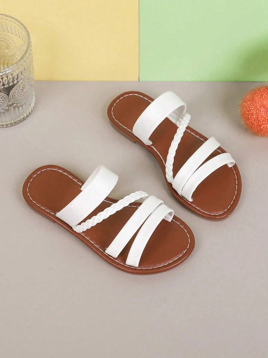 SHEIN 1 par de sandalias planas ligeras de tejido trenzado para niñas - Quierox - Tienda Online