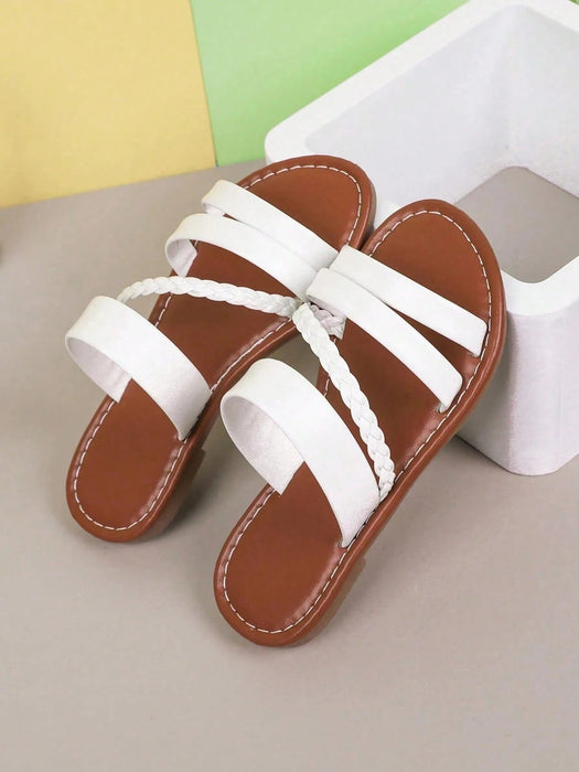 SHEIN 1 par de sandalias planas ligeras de tejido trenzado para niñas - Quierox - Tienda Online