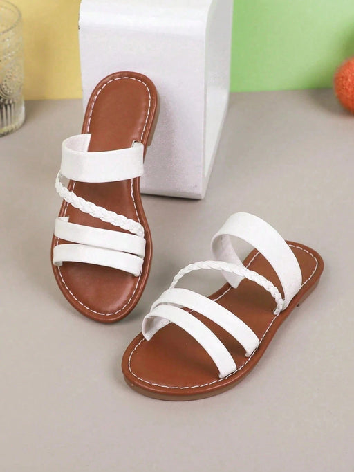 SHEIN 1 par de sandalias planas ligeras de tejido trenzado para niñas - Quierox - Tienda Online