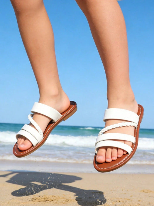 SHEIN 1 par de sandalias planas ligeras de tejido trenzado para niñas - Quierox - Tienda Online