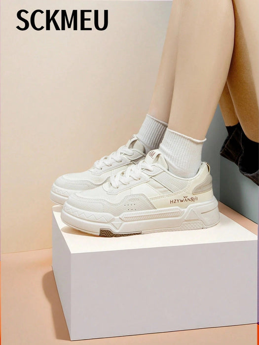 SHEIN 1 par de zapatos blancos pequeños, ligeros, deportivos y modernos para mujer - Quierox - Tienda Online