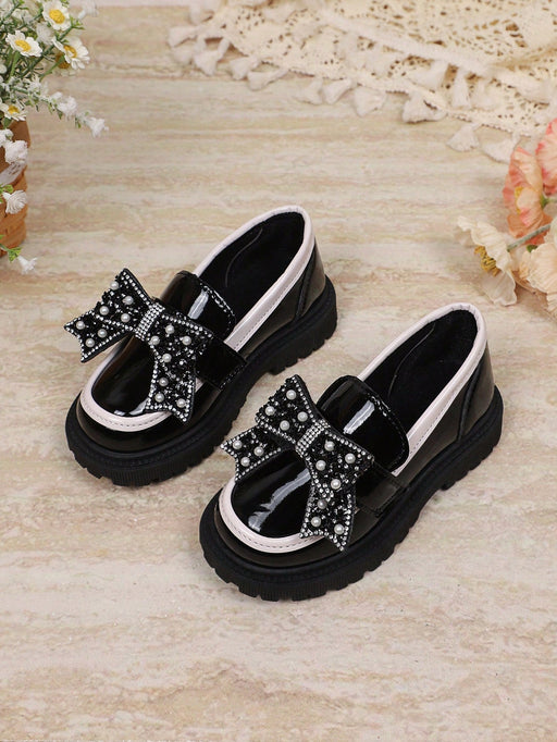 Shein 1 par de zapatos de niña nuevos, modernos, con lazo, de PU y perlas - Quierox - Tienda Online