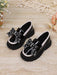 Shein 1 par de zapatos de niña nuevos, modernos, con lazo, de PU y perlas - Quierox - Tienda Online