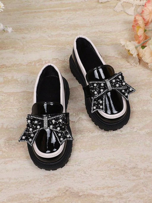 Shein 1 par de zapatos de niña nuevos, modernos, con lazo, de PU y perlas - Quierox - Tienda Online