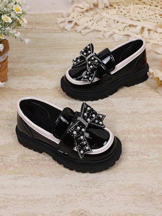 Shein 1 par de zapatos de niña nuevos, modernos, con lazo, de PU y perlas - Quierox - Tienda Online
