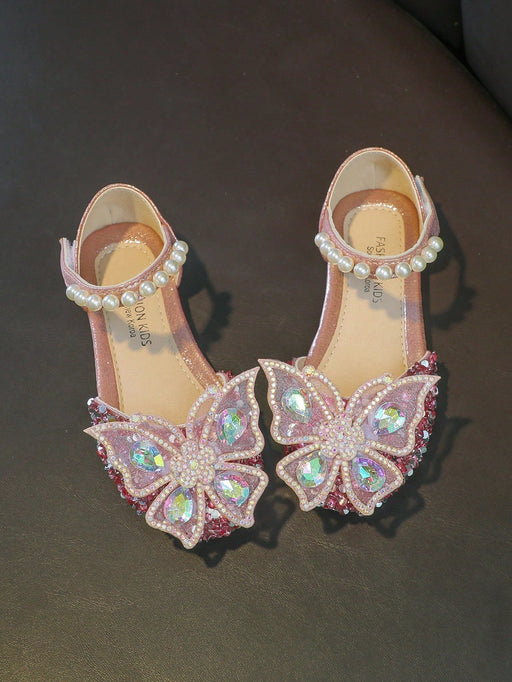 SHEIN 1 Par De Zapatos Planos Estilo Primaveral Para Niñas Con Punta Y Detalles De Diamantes - Quierox - Tienda Online