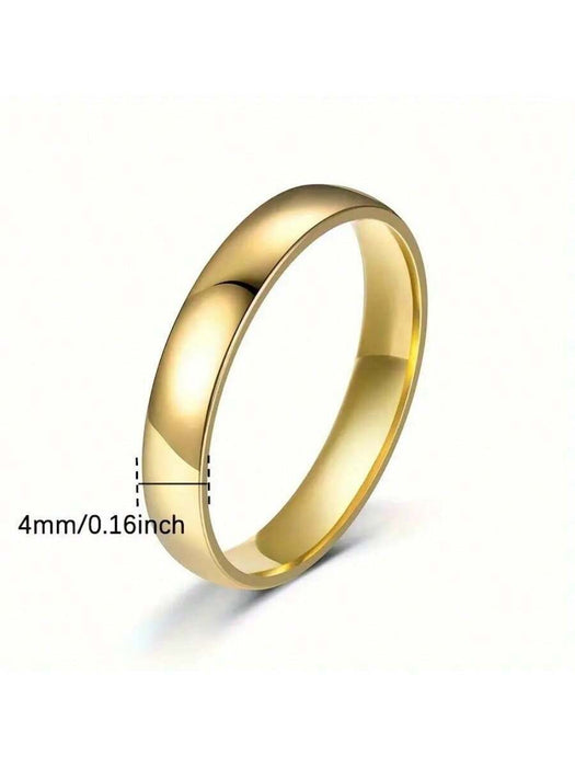 Shein 1 pc Anillo de compromiso sencillos y elegantes de acero inoxidable, anillo liso sin piedras para uso diario y bodas - Quierox - Tienda Online