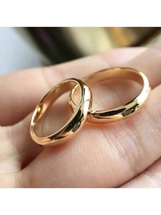 Shein 1 pc Anillo de compromiso sencillos y elegantes de acero inoxidable, anillo liso sin piedras para uso diario y bodas - Quierox - Tienda Online