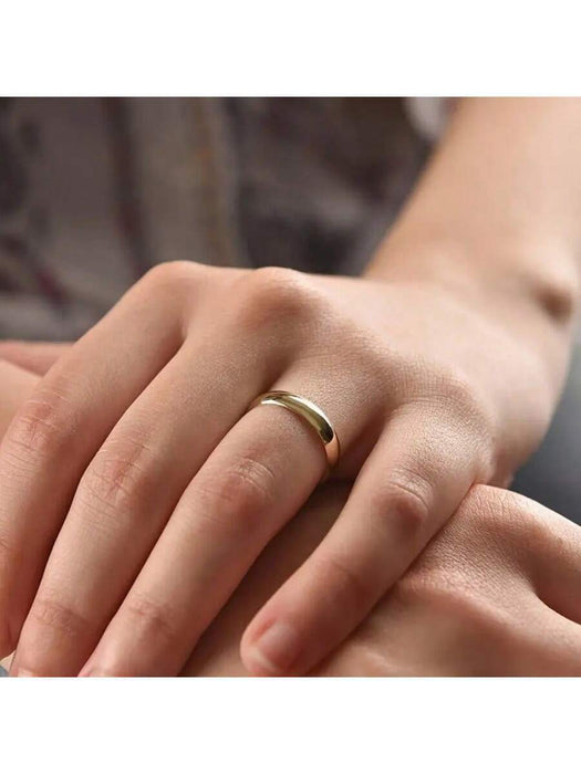 Shein 1 pc Anillo de compromiso sencillos y elegantes de acero inoxidable, anillo liso sin piedras para uso diario y bodas - Quierox - Tienda Online