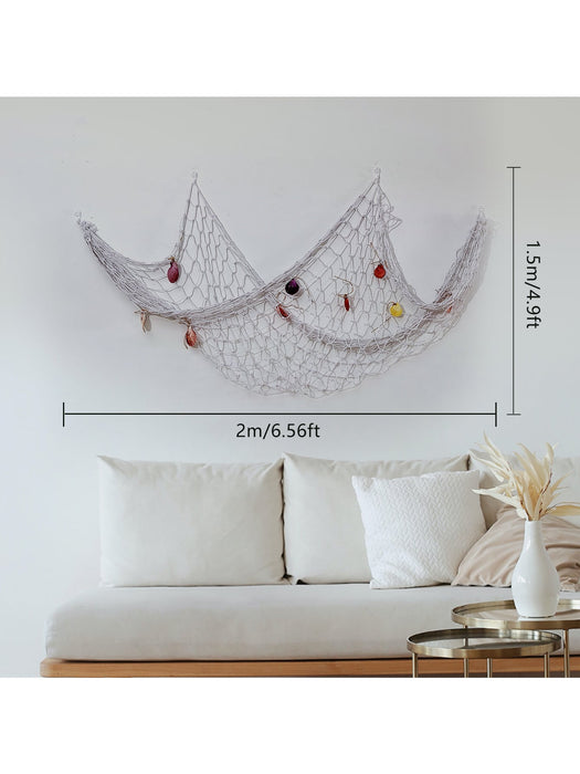 Shein 1 Pieza 1.5 * 2m Red Decorativa De Estilo Mediterráneo Azul Claro Con Diseño De Caracol - Quierox - Tienda Online