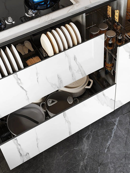 Shein 1 pieza Adhesivo de cocina con patrón de mármol blanco - Quierox - Tienda Online