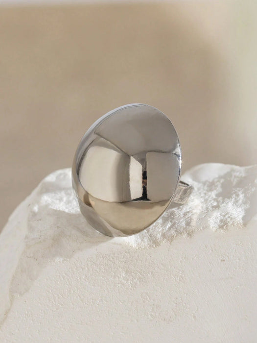 Shein 1 pieza Anillo abierto decorativo con diseño exagerado de círculo de metal en forma de hongo - Quierox - Tienda Online
