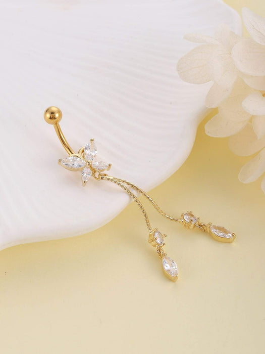 Shein 1 Pieza Anillo Para El Ombligo Con Circonia Cúbica Colgante En Forma De Mariposa - Quierox - Tienda Online