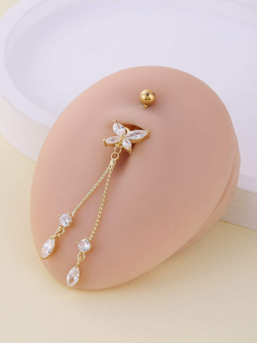 Shein 1 Pieza Anillo Para El Ombligo Con Circonia Cúbica Colgante En Forma De Mariposa - Quierox - Tienda Online