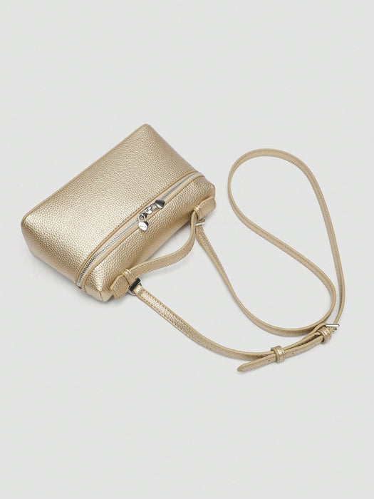 SHEIN 1 pieza Bolso cuadrado de hombro de piel de PU de grano de litchi de unicolor - Quierox - Tienda Online
