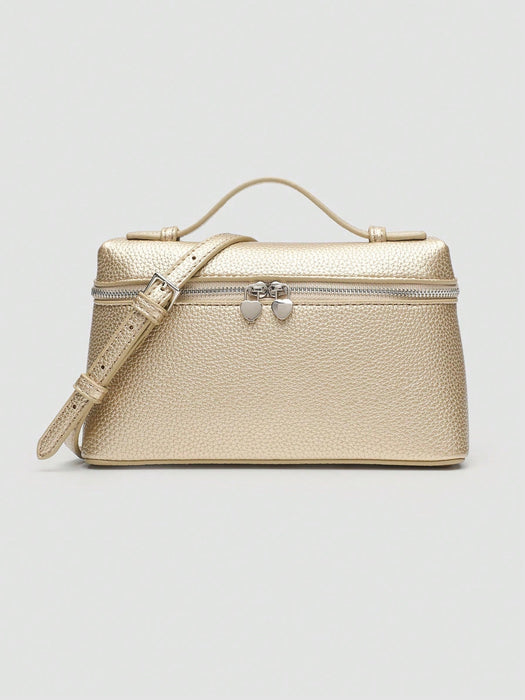 SHEIN 1 pieza Bolso cuadrado de hombro de piel de PU de grano de litchi de unicolor - Quierox - Tienda Online