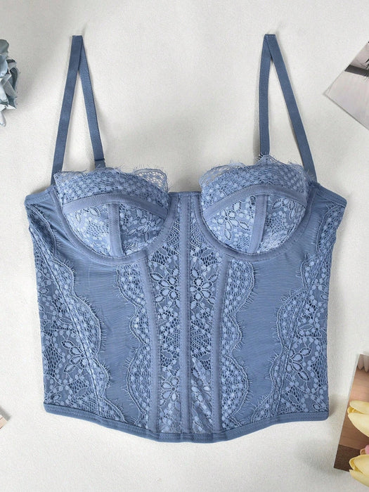 SHEIN 1 pieza Bralette de encaje, lindo bustier,corto sexy para mujer - Quierox - Tienda Online