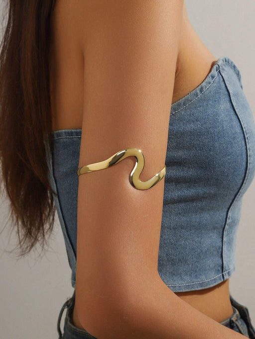 SHEIN 1 pieza Brazalete de metal asimétrico minimalista y ajustable - Quierox - Tienda Online