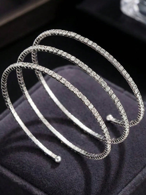 SHEIN 1 pieza Brazalete de moda minimalista decorado con cristales, apto para uso diario - Quierox - Tienda Online