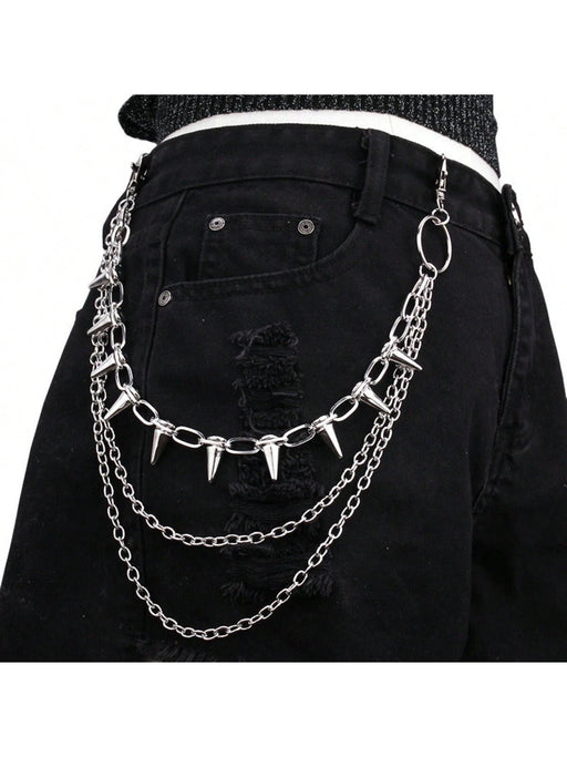 SHEIN 1 pieza Cadena de cintura de doble capa con decoración de remaches de estilo punk - Quierox - Tienda Online
