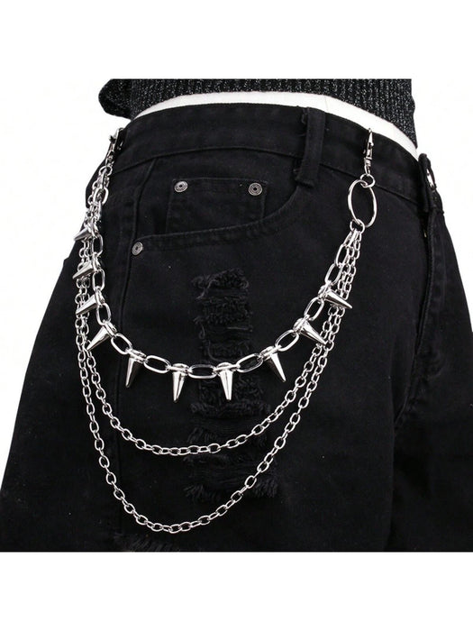 SHEIN 1 pieza Cadena de cintura de doble capa con decoración de remaches de estilo punk - Quierox - Tienda Online
