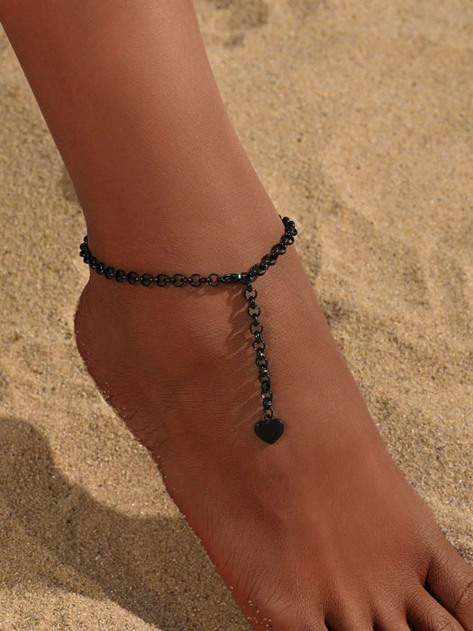 Shein 1 pieza Cadena de tobillo con colgante en forma de corazón - Quierox - Tienda Online