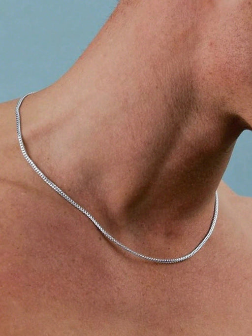 Shein 1 pieza Cadena simple y versátil de acero inoxidable sin decoloración de hombres - Quierox - Tienda Online
