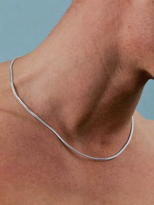 Shein 1 pieza Cadena simple y versátil de acero inoxidable sin decoloración de hombres - Quierox - Tienda Online
