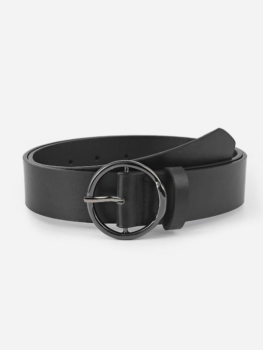 Shein 1 pieza cinturón informal negro con hebilla redonda para mujer - Quierox - Tienda Online