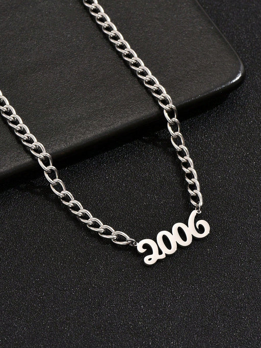 SHEIN 1 pieza Collar con colgante de acero inoxidable con diseño de 1995 - Quierox - Tienda Online