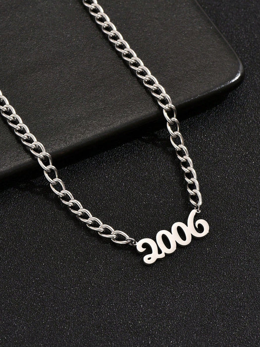 SHEIN 1 pieza Collar con colgante de acero inoxidable con diseño de 1995 - Quierox - Tienda Online