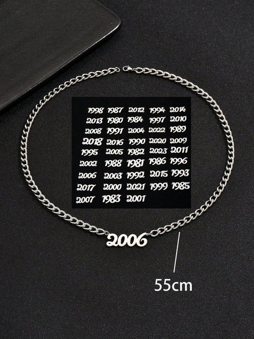 SHEIN 1 pieza Collar con colgante de acero inoxidable con diseño de 1995 - Quierox - Tienda Online