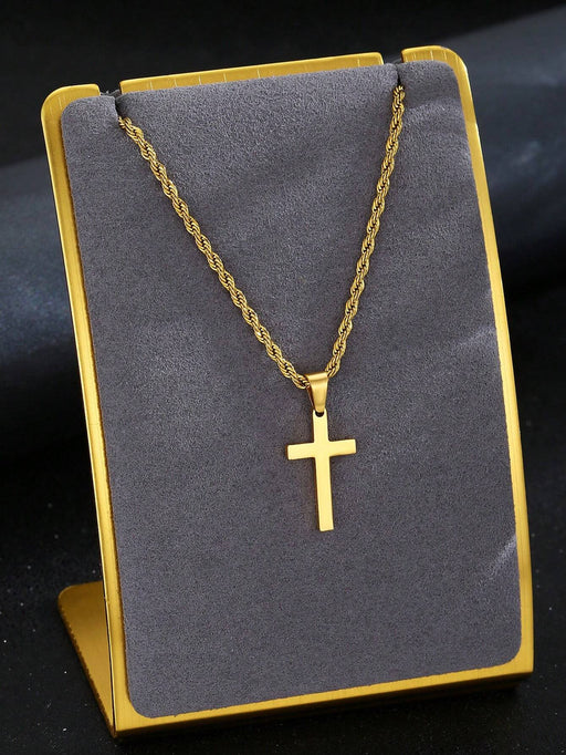 SHEIN 1 pieza Collar con colgante de cruz punk hip hop de acero inoxidable - Quierox - Tienda Online