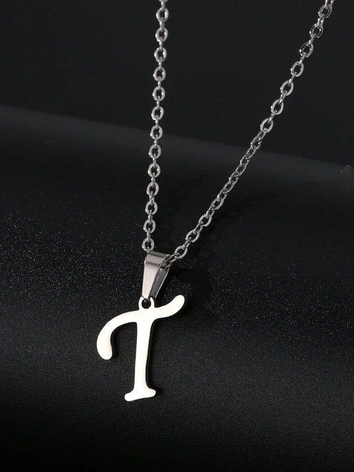 Shein 1 pieza Collar con colgante de letra de T de acero inoxidable - Quierox - Tienda Online