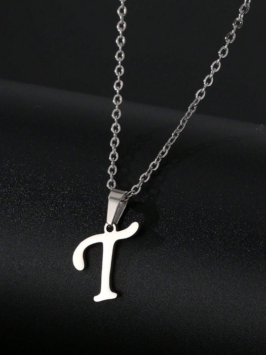Shein 1 pieza Collar con colgante de letra de T de acero inoxidable - Quierox - Tienda Online