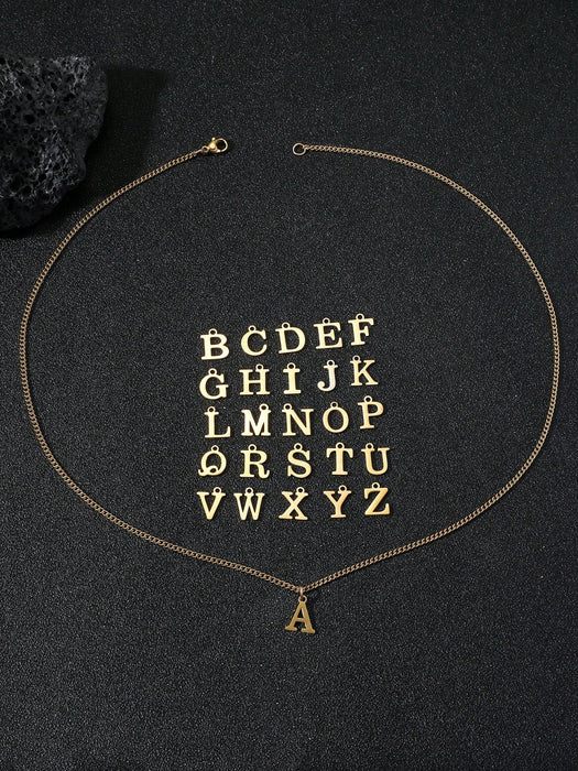 SHEIN 1 pieza Collar con colgante de letra minimalista de acero inoxidable con letra R - Quierox - Tienda Online