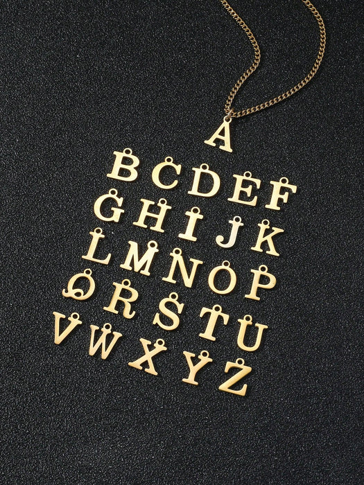SHEIN 1 pieza Collar con colgante de letra minimalista de acero inoxidable con letra R - Quierox - Tienda Online