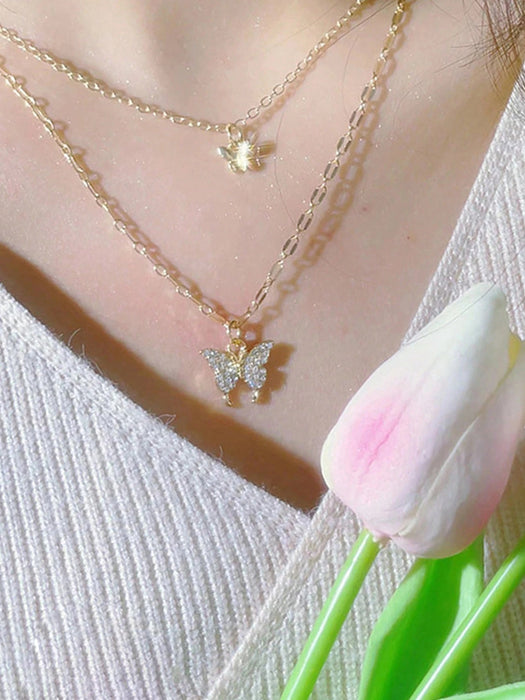 SHEIN 1 pieza Collar de acero inoxidable para mujer de doble capa - Quierox - Tienda Online