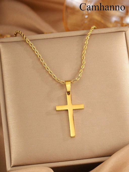 Shein 1 Pieza Collar de acero inoxidable vintage con diseño cruzado - Quierox - Tienda Online