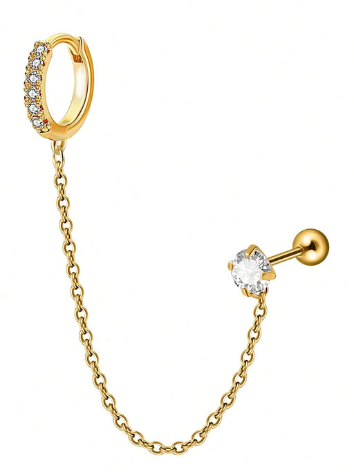 Shein 1 pieza de acero inoxidable con circonita, aro para el cartílago de la oreja - Quierox - Tienda Online