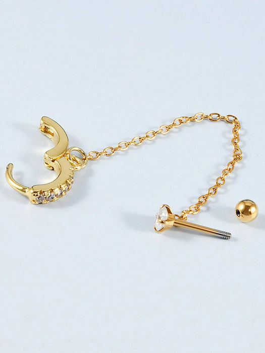 Shein 1 pieza de acero inoxidable con circonita, aro para el cartílago de la oreja - Quierox - Tienda Online