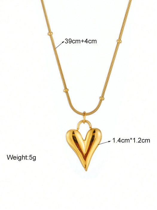 Shein 1 pieza de collar con cadena estilo bambú chapada en oro y colgante de corazón de acero de titanio - Quierox - Tienda Online