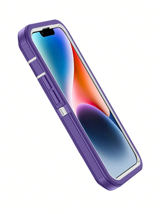 Shein 1 pieza de color púrpura oscuro y blanco, protección resistente a caídas Para iPhone 12 - Quierox - Tienda Online