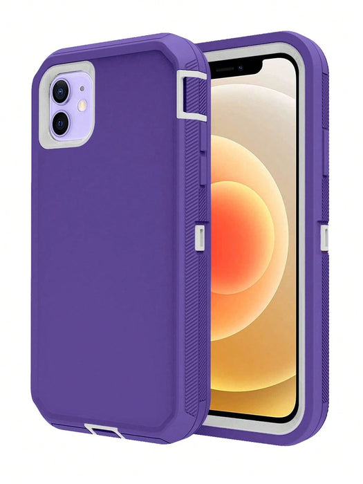 Shein 1 pieza de color púrpura oscuro y blanco, protección resistente a caídas Para iPhone 12 - Quierox - Tienda Online