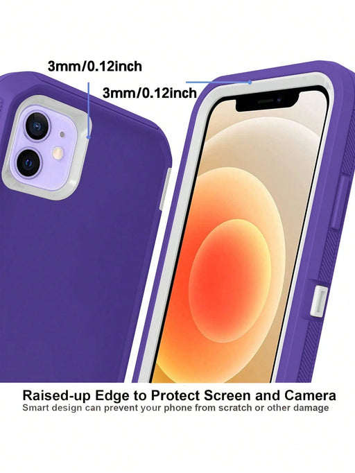 Shein 1 pieza de color púrpura oscuro y blanco, protección resistente a caídas Para iPhone 12 - Quierox - Tienda Online
