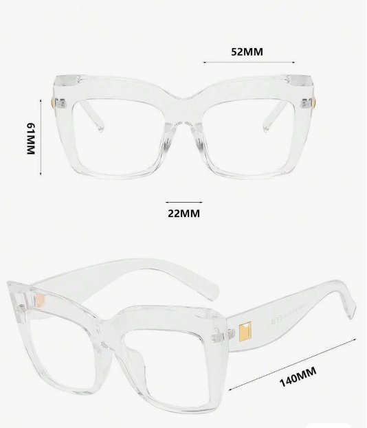 Shein 1 pieza de gafas de ojo de gato transparentes de gran tamaño con marco grueso, de moda - Quierox - Tienda Online