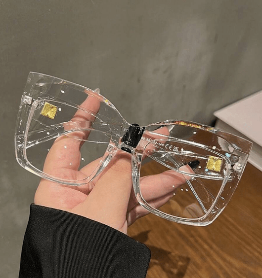 Shein 1 pieza de gafas de ojo de gato transparentes de gran tamaño con marco grueso, de moda - Quierox - Tienda Online