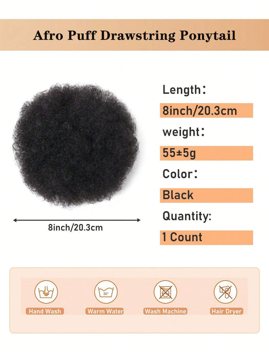 SHEIN 1 pieza de moño negro afro rizado, recogido, extensión de cola de caballo para mujer - Quierox - Tienda Online