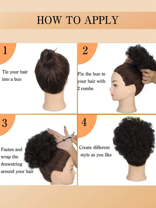 SHEIN 1 pieza de moño negro afro rizado, recogido, extensión de cola de caballo para mujer - Quierox - Tienda Online